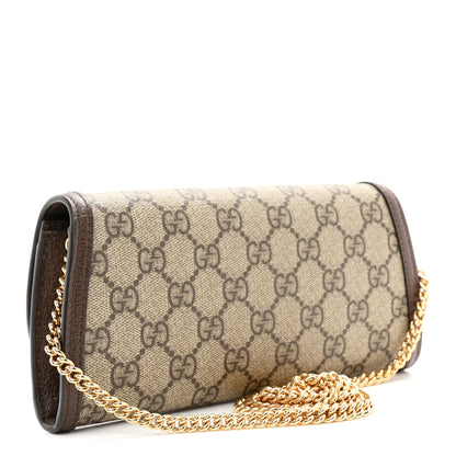 Gucci GG Supreme Monogram Textured Dollar Calfskin Blondie Continental Chain Wallet Beige Ebony New Acero 3 of 11