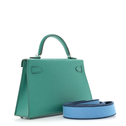 Hermes Epsom Mini Kelly Sellier 20 Vert Jade Bleu Paradis Bleu Saphir 3 of 12