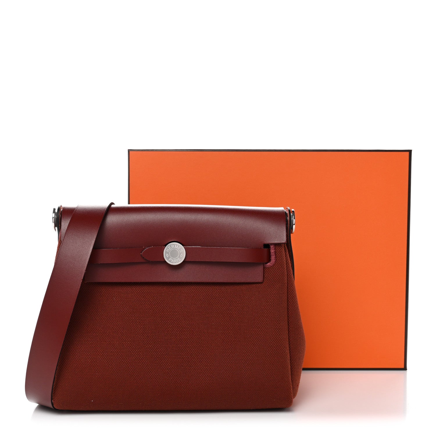 Hermes Military Toile Vache Hunter Herbag Zip Retourne 20 Rouge H 11 of 11