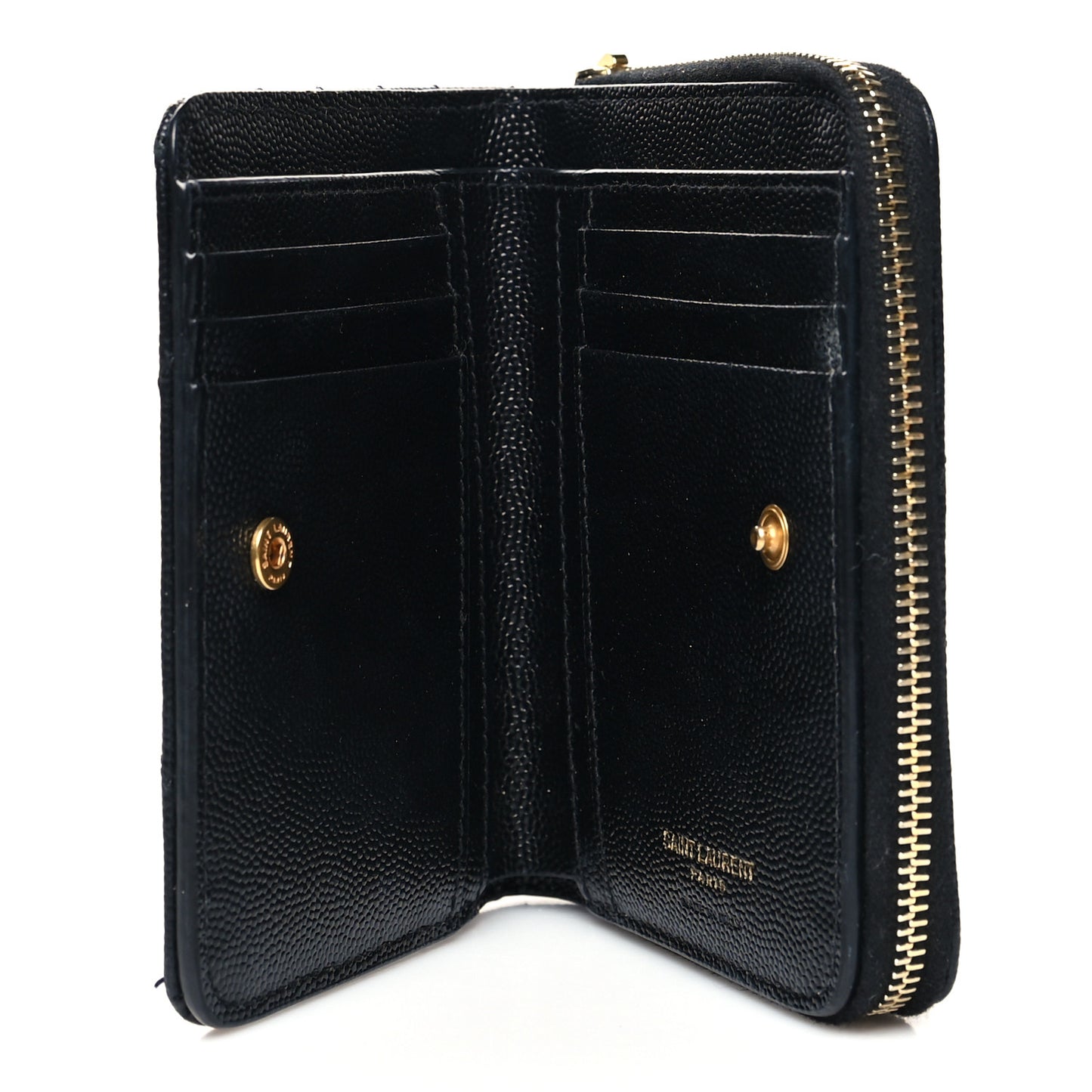 Grain De Poudre Matelasse Chevron Monogram Compact Zip Around Wallet Black
