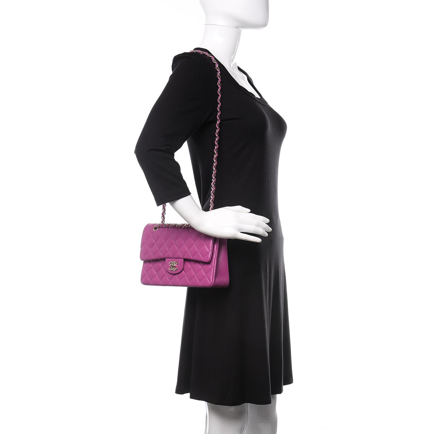Lambskin Quilted Small Double Flap Purple