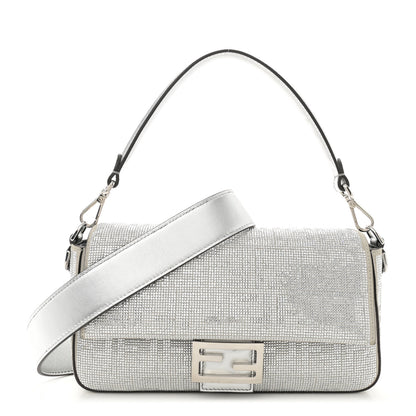 Fendi Crystal Vitello Laminato FF Medium Baguette Crystal Argento 1 of 12