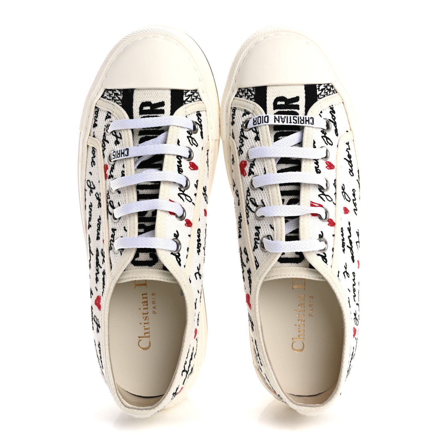 Christian Dior Canvas Dioramour Walk'N'Dior Low Top Sneakers 37 White Black 2 of 9