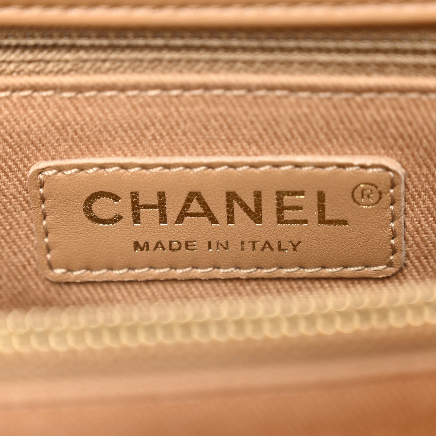 Shearling Lambskin Chevron Quilted Small Coco Handle Flap Beige