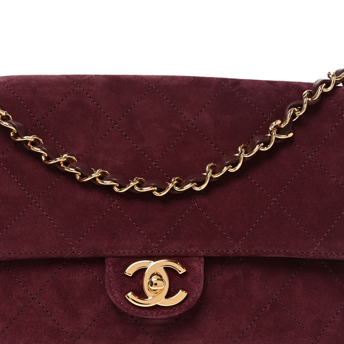 Suede Calfskin Small Souplissimo Maxi Flap Burgundy