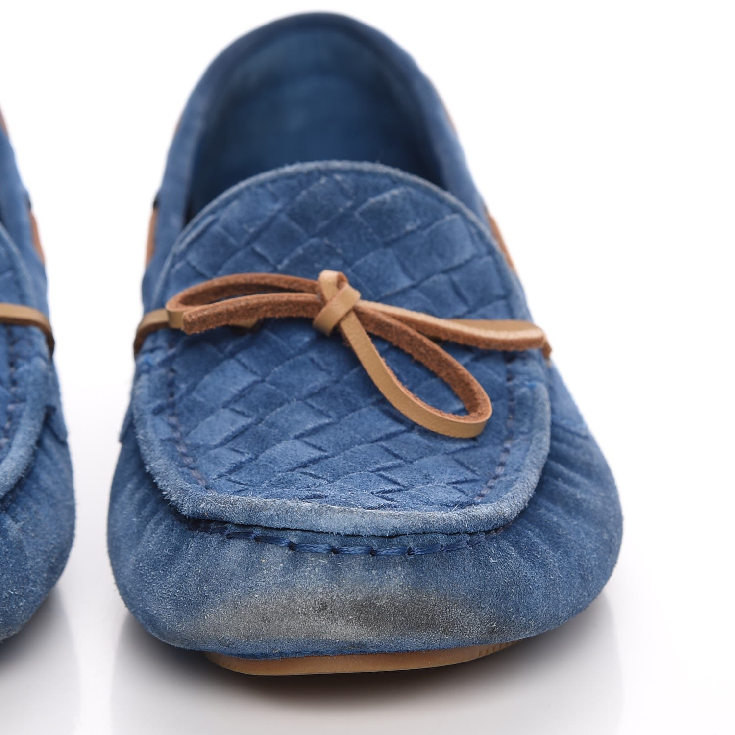Bottega Veneta Suede Intrecciato Wave Driver Moccasin Loafers 38 Blue 15 of 15