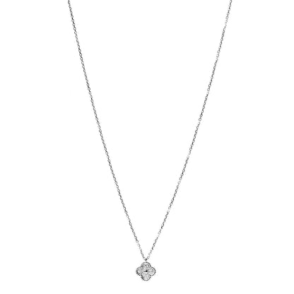 Van Cleef & Arpels 18K White Gold Diamond Sweet Alhambra Pendant Necklace 1 of 6