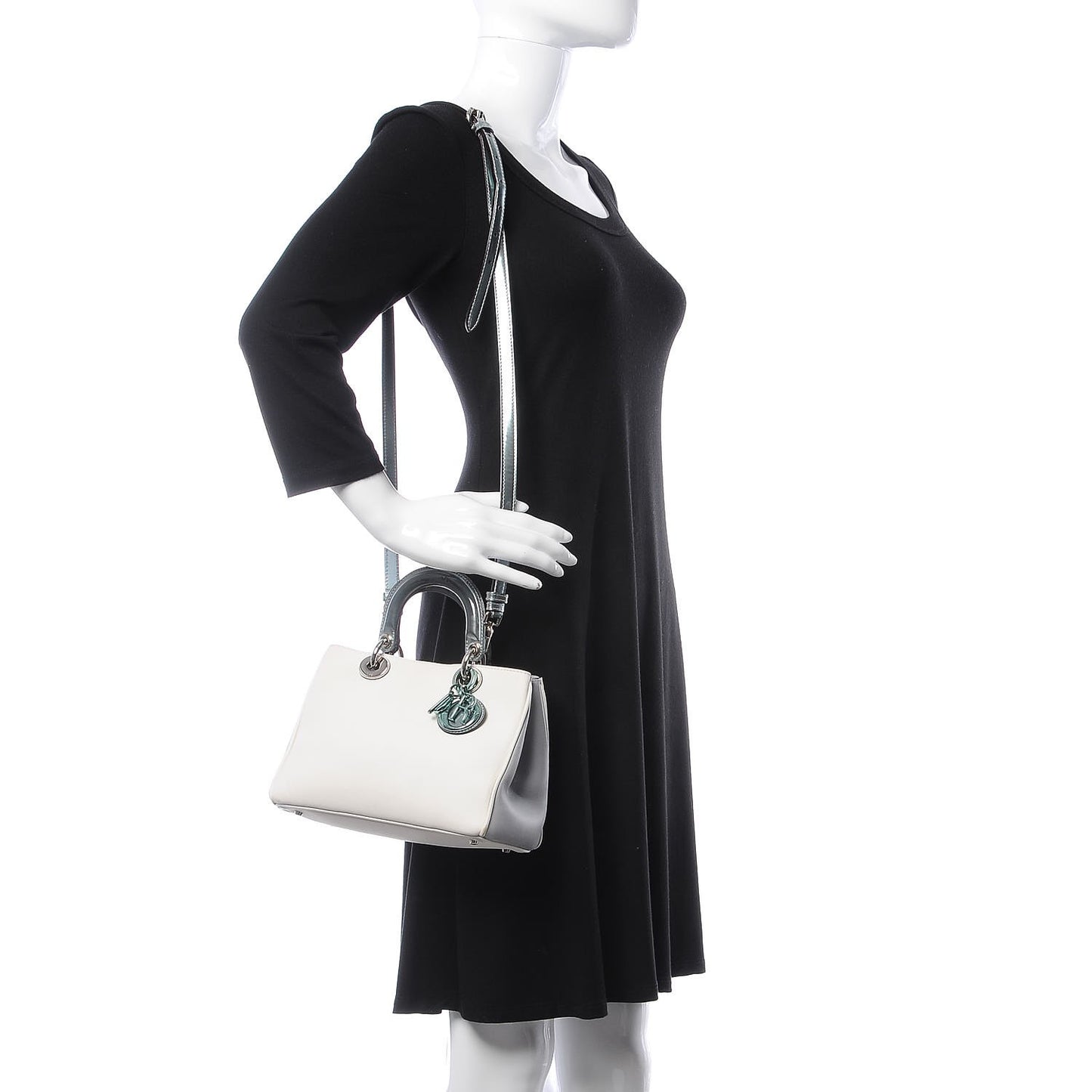 Calfskin Small Diorissimo White Grey
