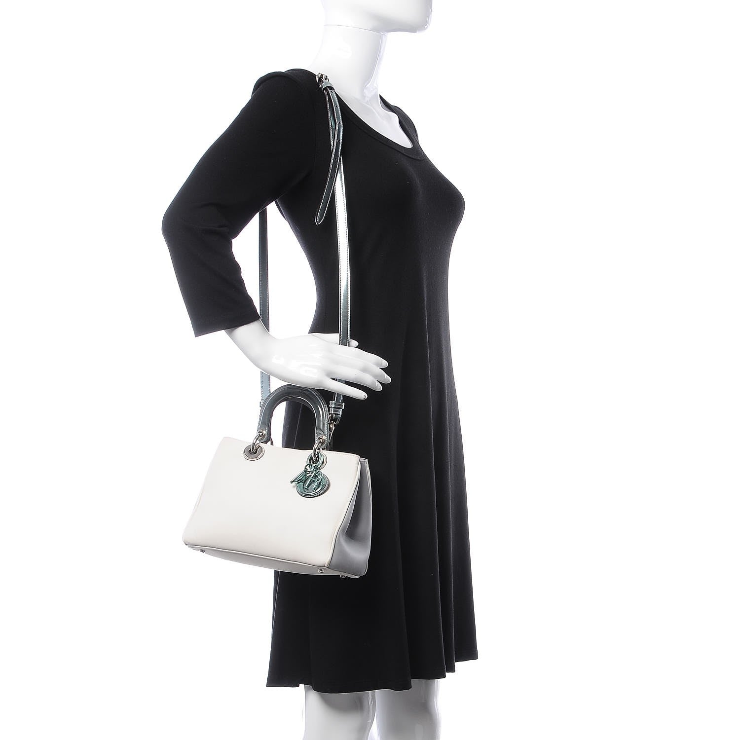 Christian Dior Calfskin Small Diorissimo White Grey 2 of 16