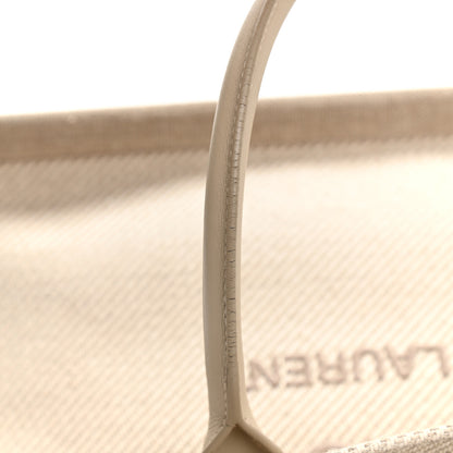 Saint Laurent Linen Calfskin Small Rive Gauche Tote Beige Sea Salt 10 of 10