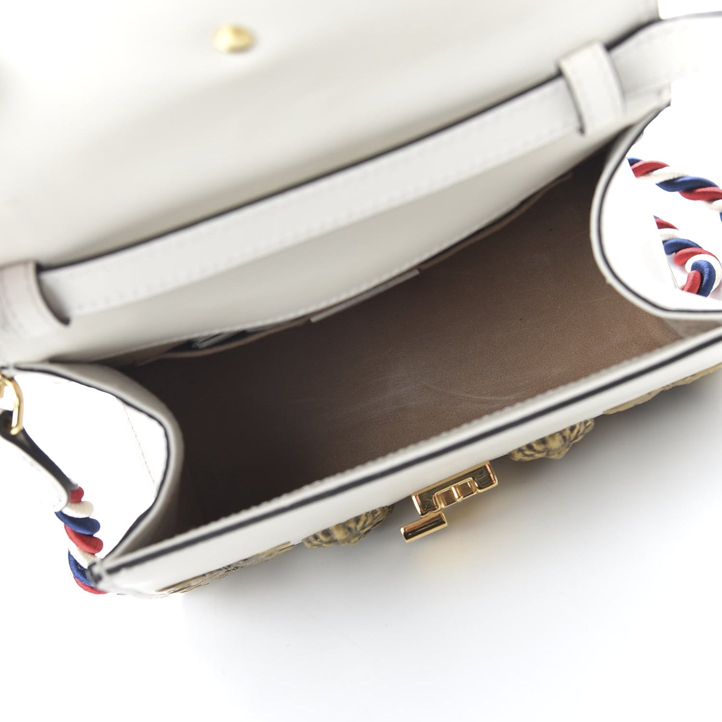 Calfskin Animal Studs Mini Sylvie Top Handle Bag White