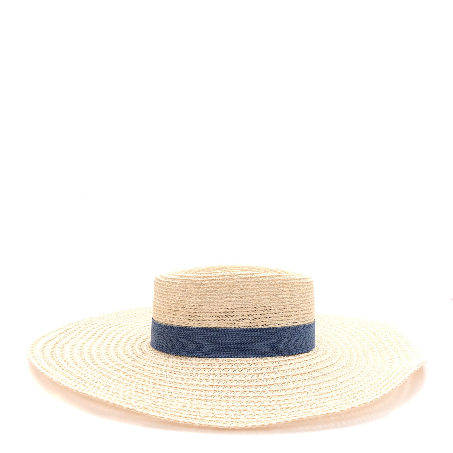 Hermes Straw Chapeau Kalliope Pierce Hat 57 Naturel Light Indigo 5 of 10