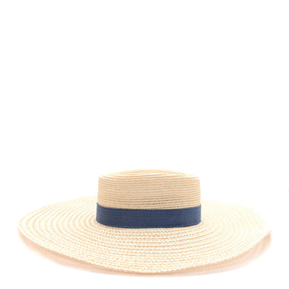 Hermes Straw Chapeau Kalliope Pierce Hat 57 Naturel Light Indigo 5 of 10