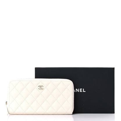 Chanel Caviar Quilted Large Gusset Zip Around Wallet White 17 of 17