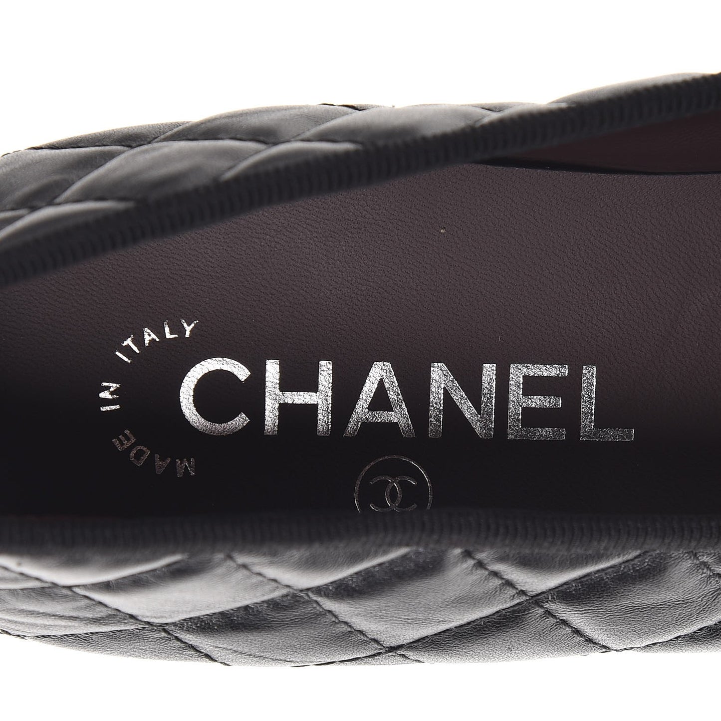 Aged Calfskin Quilted Cap Toe Ballerina Flats 41 Black