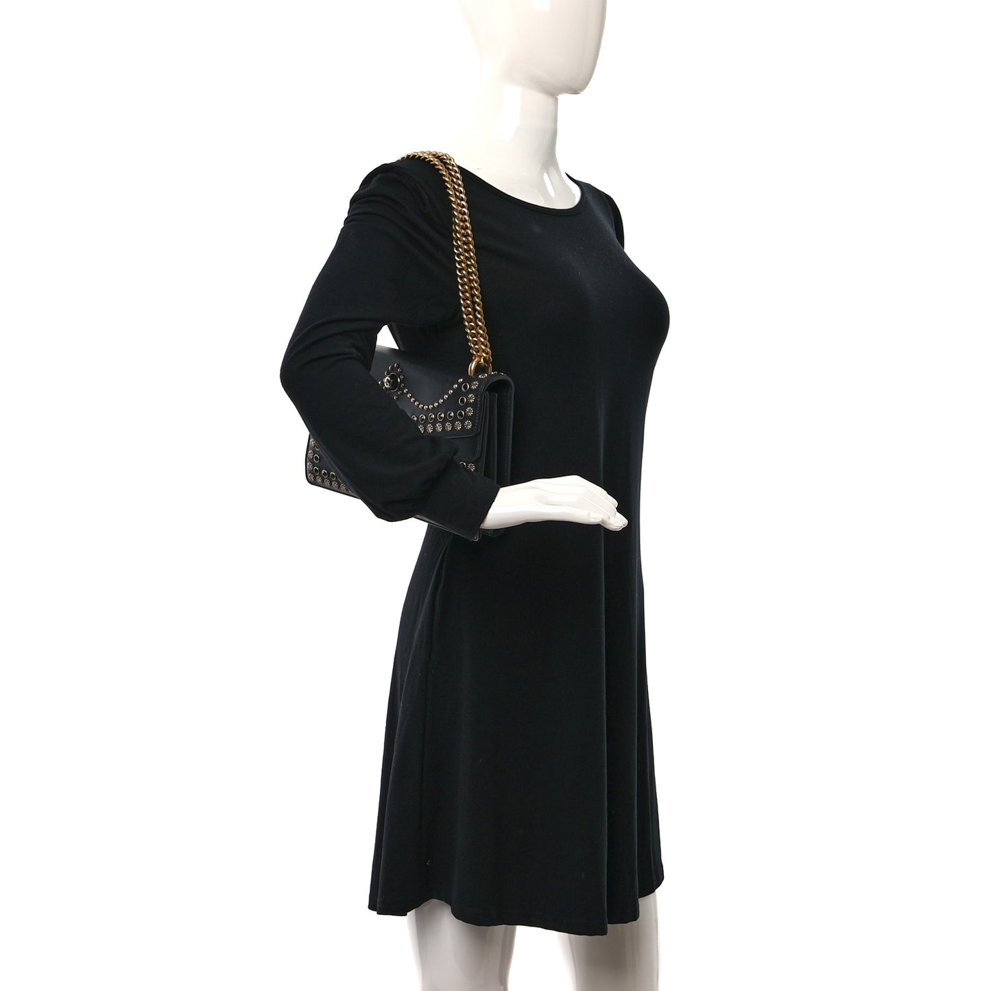 Calfskin Studded Small Dionysus Shoulder Bag Black
