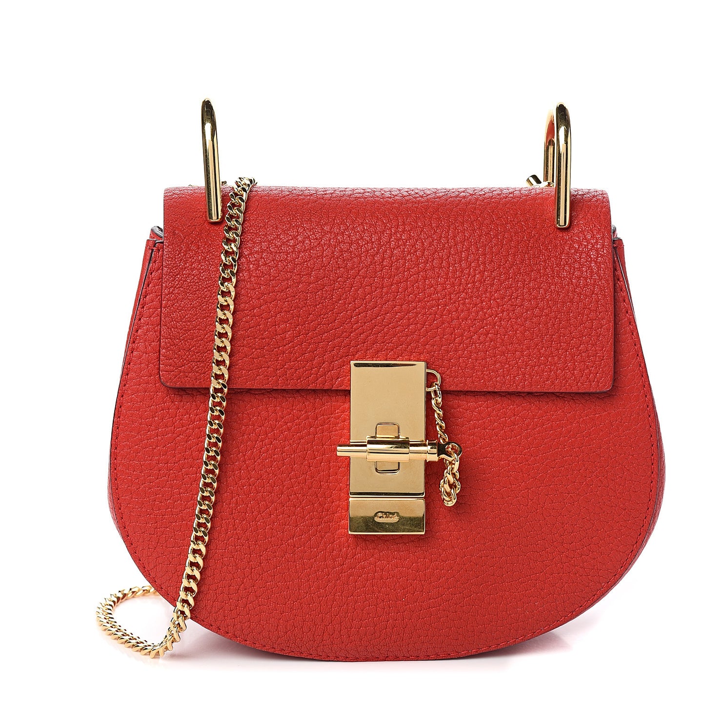Grained Lambskin Mini Drew Shoulder Bag Plaid Red