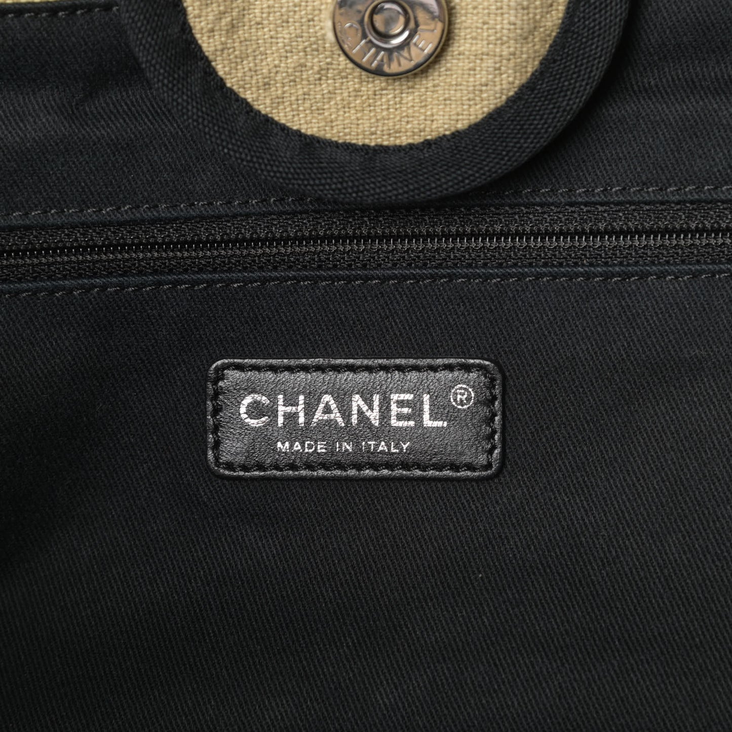 Canvas Medium Deauville Tote Beige Black