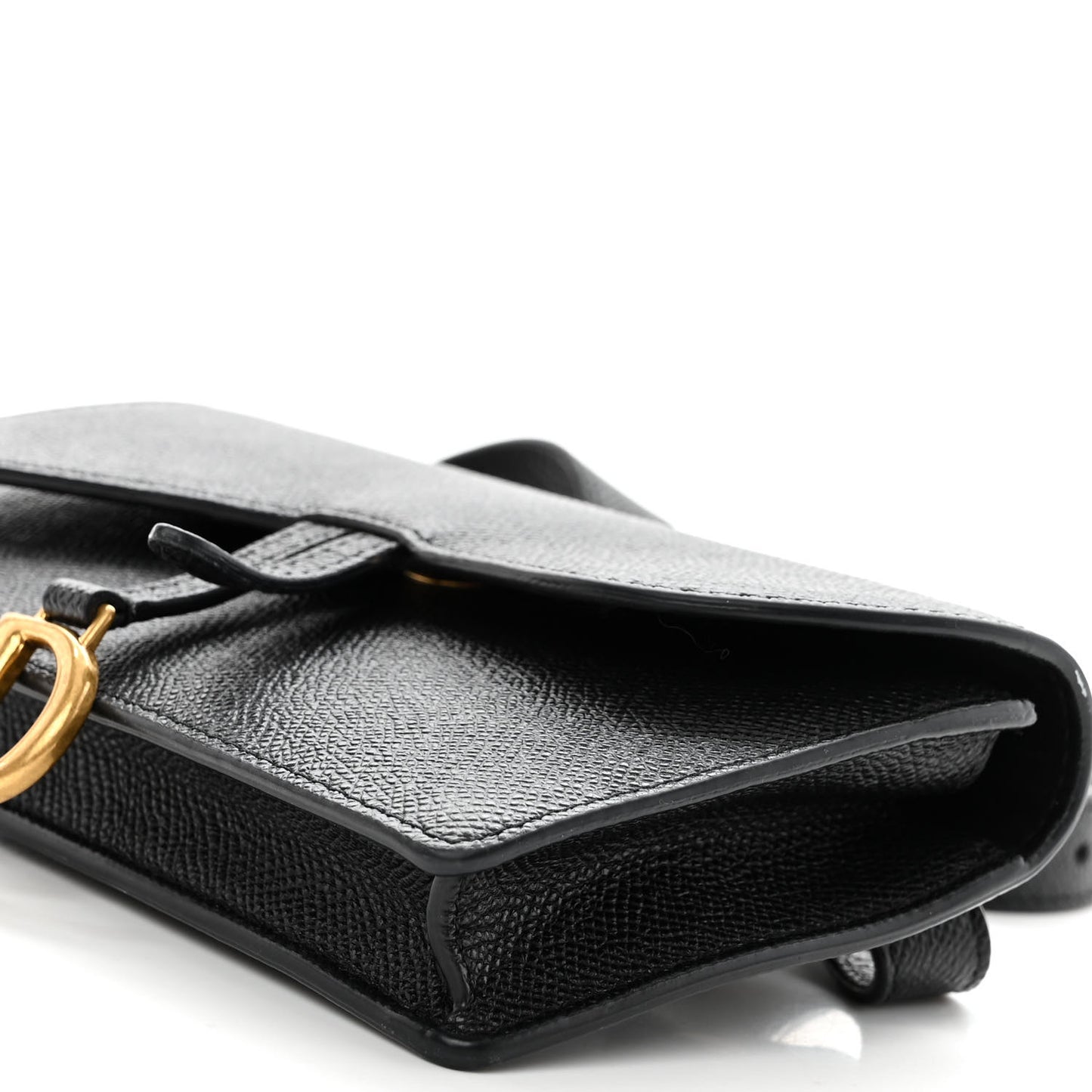 Grained Calfskin Saddle Belt Bag Black