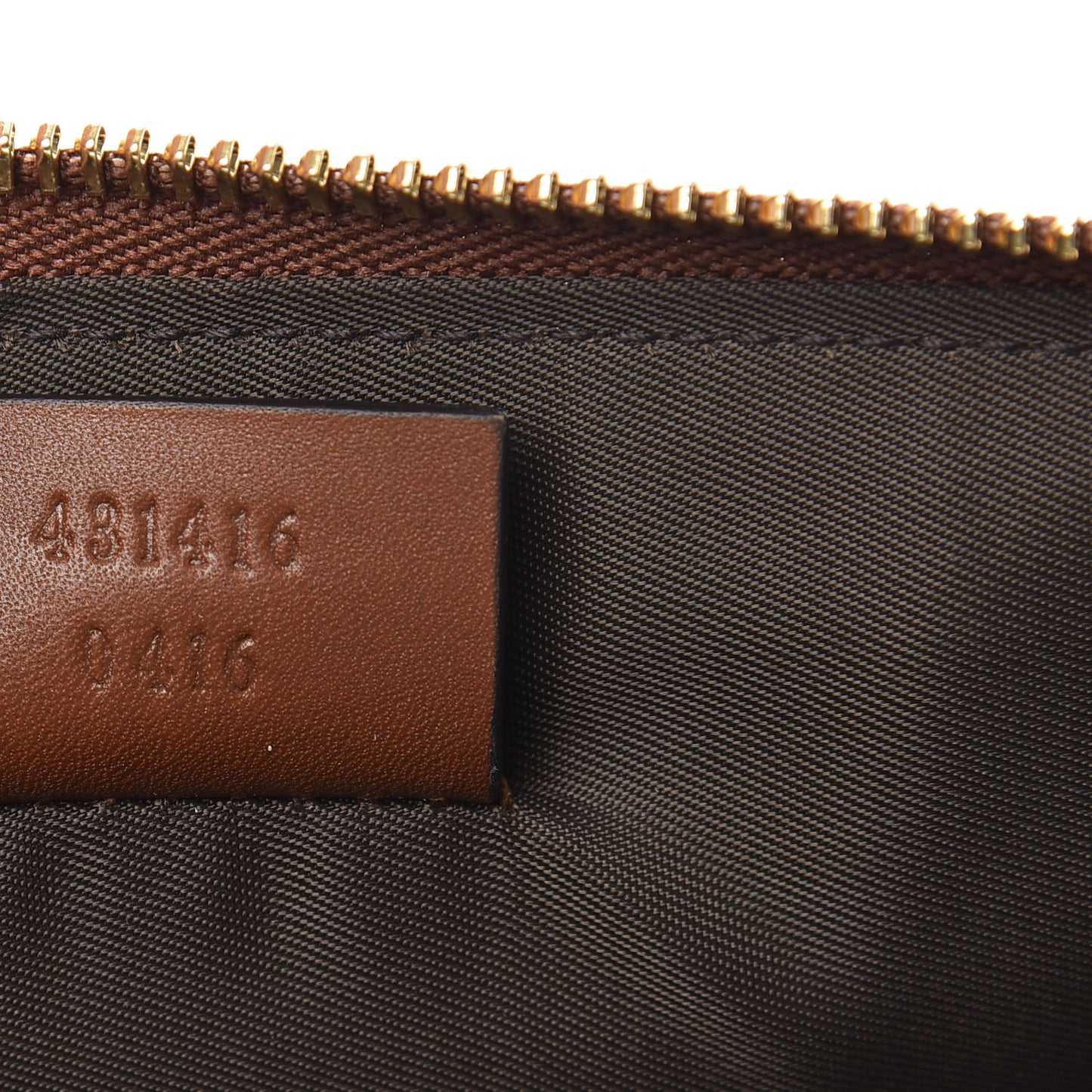 GG Supreme Monogram Web Kingsnake Embroidered Large Zip Pouch Brown