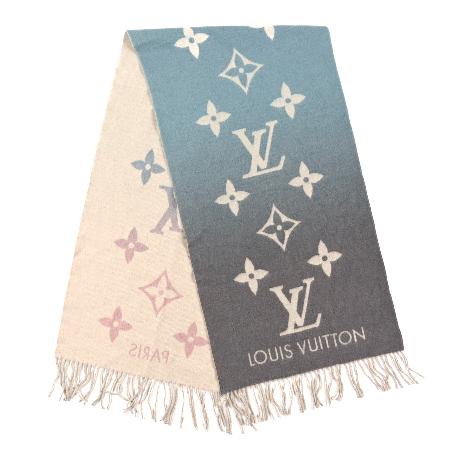 Louis Vuitton Cashmere Monogram Reykjavik Scarf Bleu Rose 2 of 3