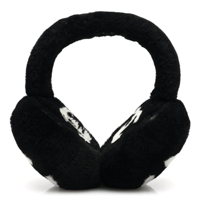 Chanel Shearling CC Ear Muffs Black White 1 of 6