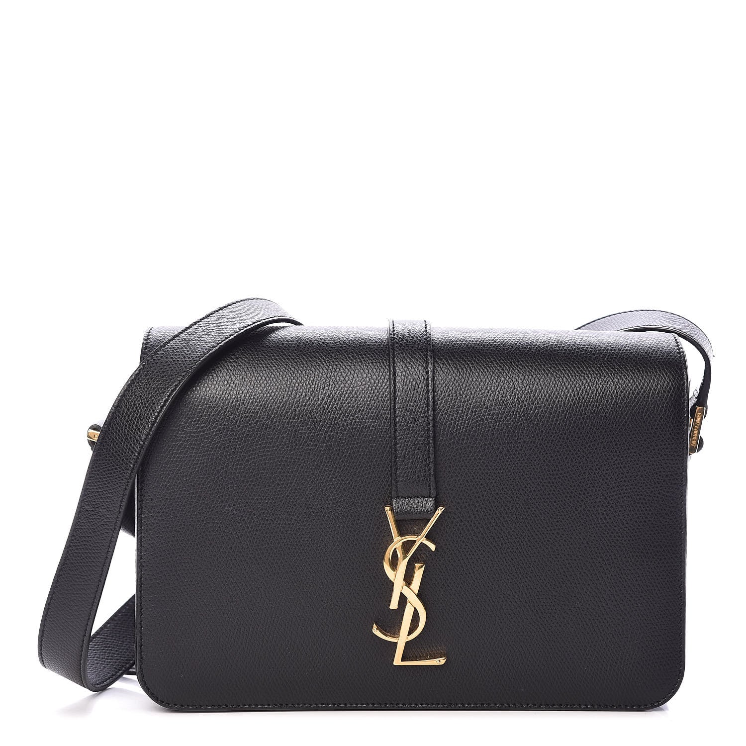 Saint Laurent Textured Calfskin Medium Classic Monogram Universite Bag Black 1 of 9