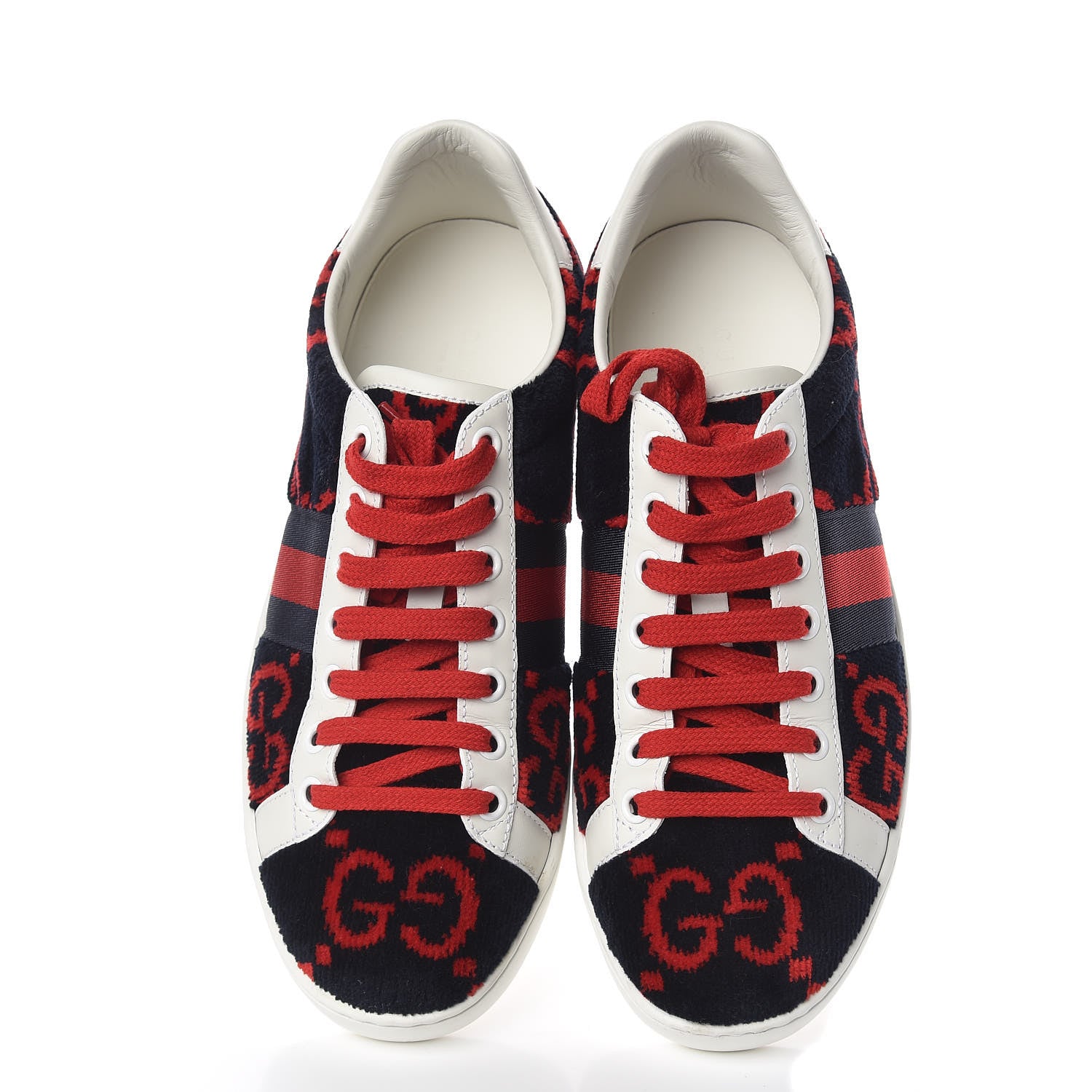 Gucci Terry Cloth GG Monogram Web Womens Ace Sneakers 36.5 Blue Red 8 of 13