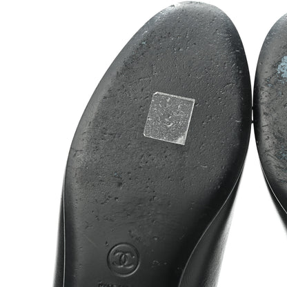 Chanel Lambskin Patent Cap Toe Ballerina Flats 39 Black 10 of 13