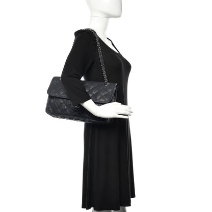 Chanel Caviar Quilted Large French Riviera Flap Dark Navy Blue 2 of 15