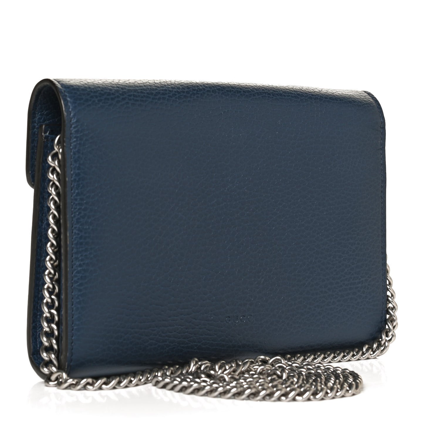 Dollar Calfskin Crystal Mini Dionysus Chain Wallet Blue Agata Black Diamond
