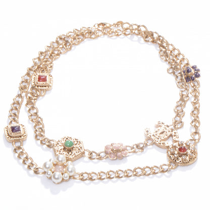 Chanel Crystal Gold Charm Pearl CC Chain Necklace 3 of 4