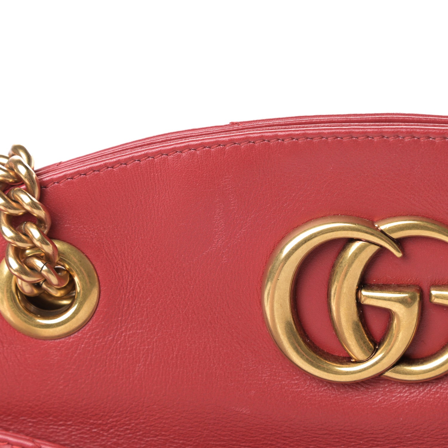 Gucci Calfskin Matelasse Medium GG Marmont Open Top Shoulder Bag Hibiscus Red 12 of 12