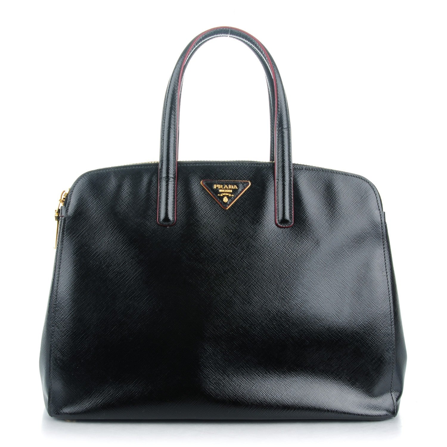 Prada Saffiano Vernice Double Zip Tote Black 1 of 8