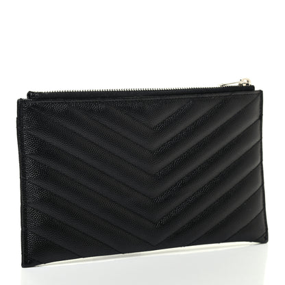 Saint Laurent Grain De Poudre Chevron Monogram Bill Pouch Black 3 of 6