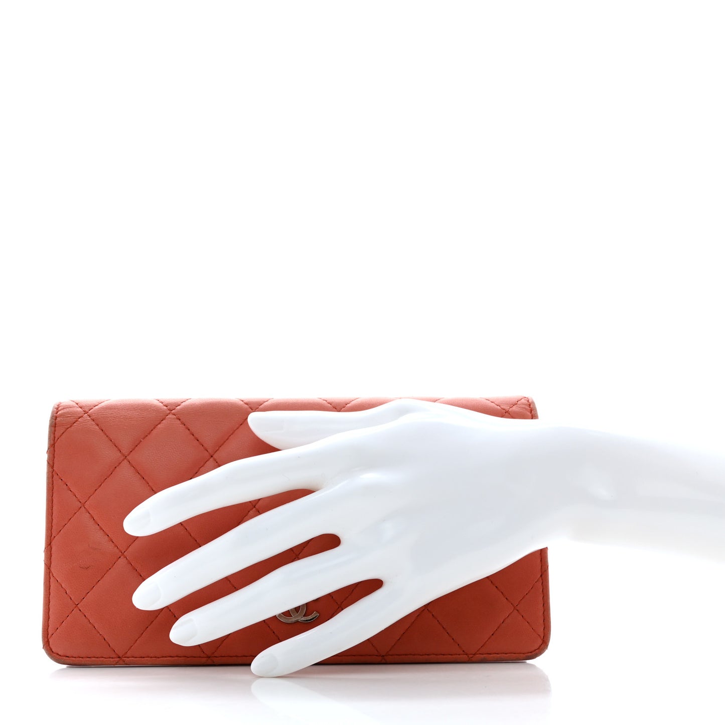 Lambskin Quilted Yen Wallet Orange