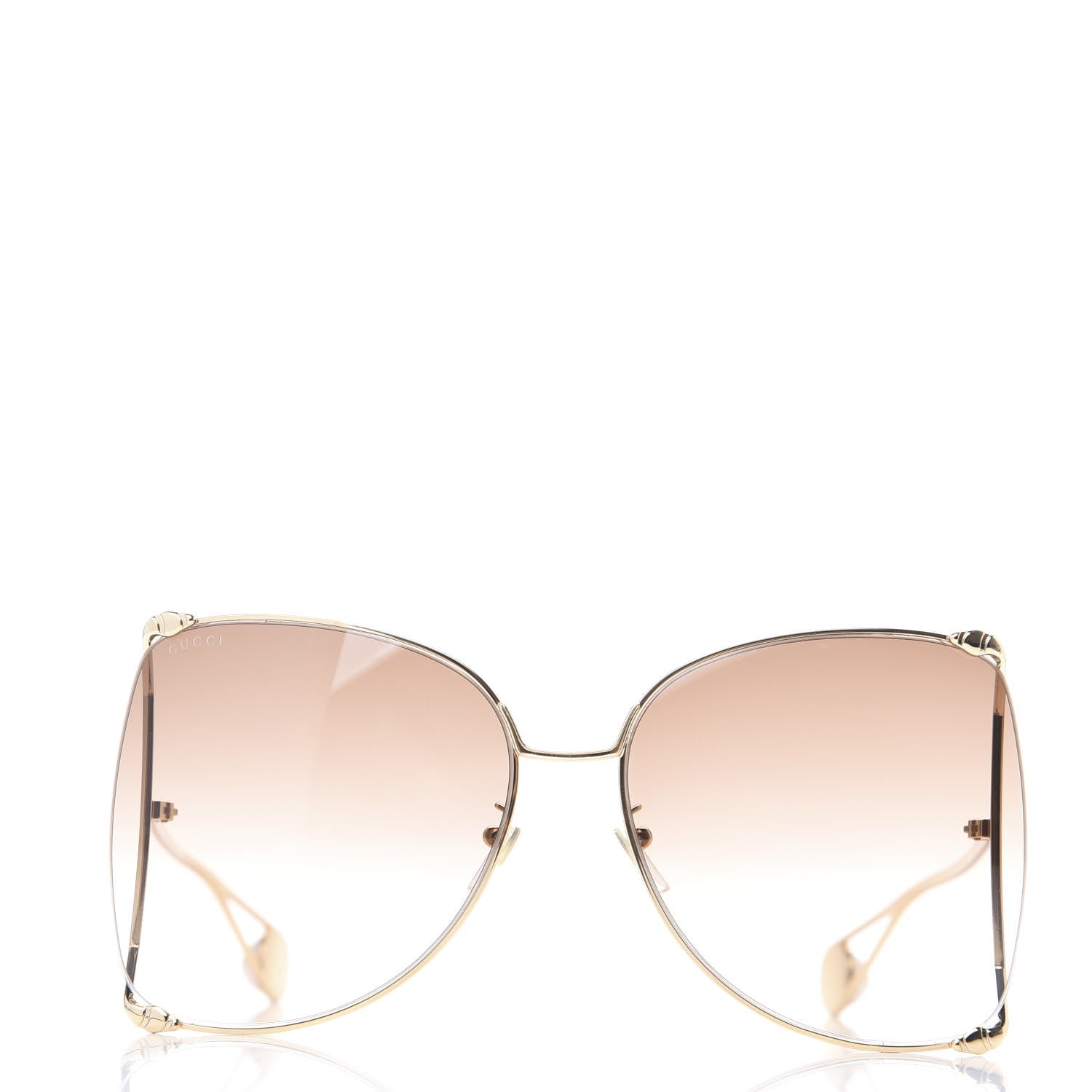 Gucci Oversized Round Sunglasses GG0252S Gold Brown 3 of 8