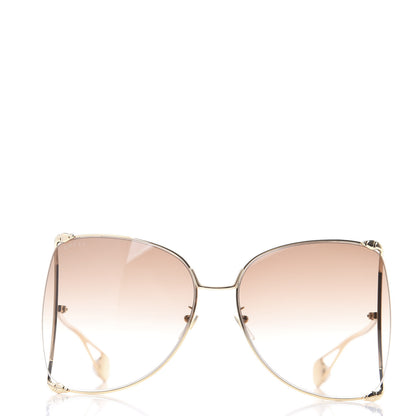 Gucci Oversized Round Sunglasses GG0252S Gold Brown 3 of 8