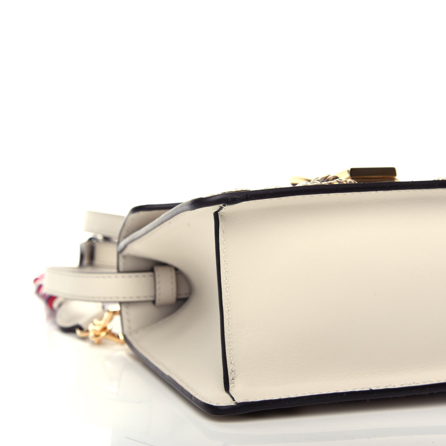 Gucci Calfskin Animal Studs Mini Sylvie Top Handle Bag White 8 of 11