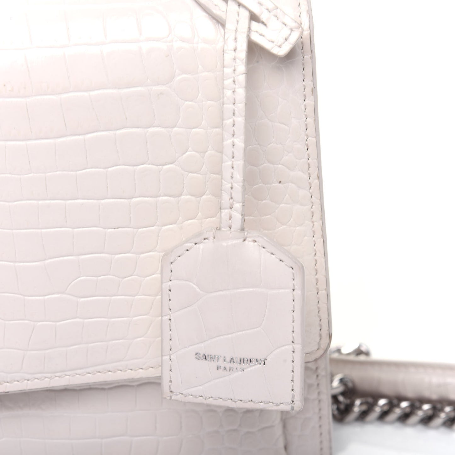 Calfskin Crocodile Embossed Medium Monogram Sunset Blanc Vintage