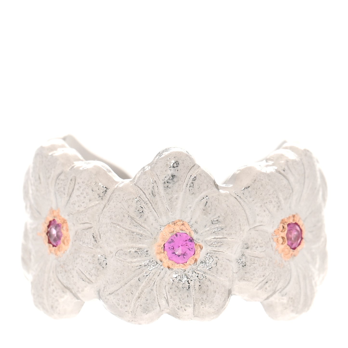 Sterling Silver Gold Vermeil Pink Sapphire Blossoms Daisy Ring 53 6.5