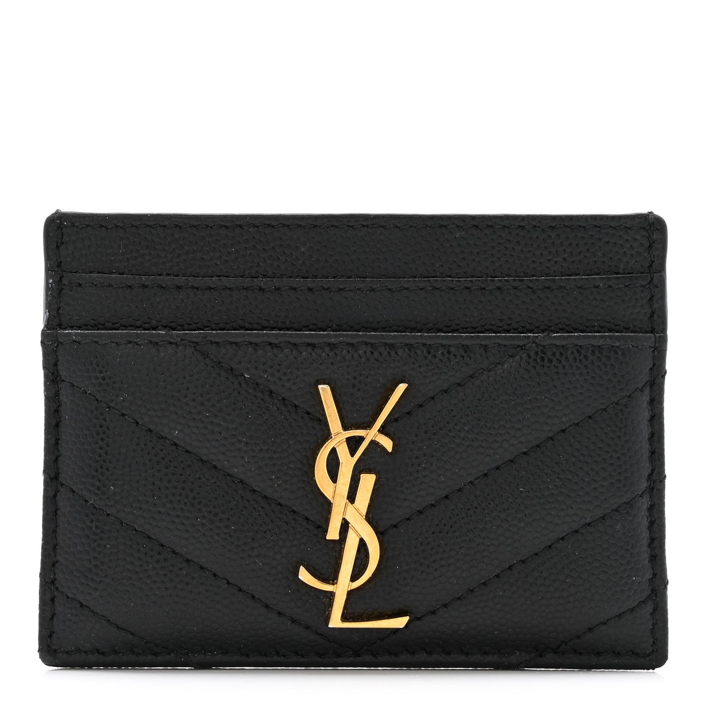 Grain De Poudre Matelasse Chevron Monogram Credit Card Case Black