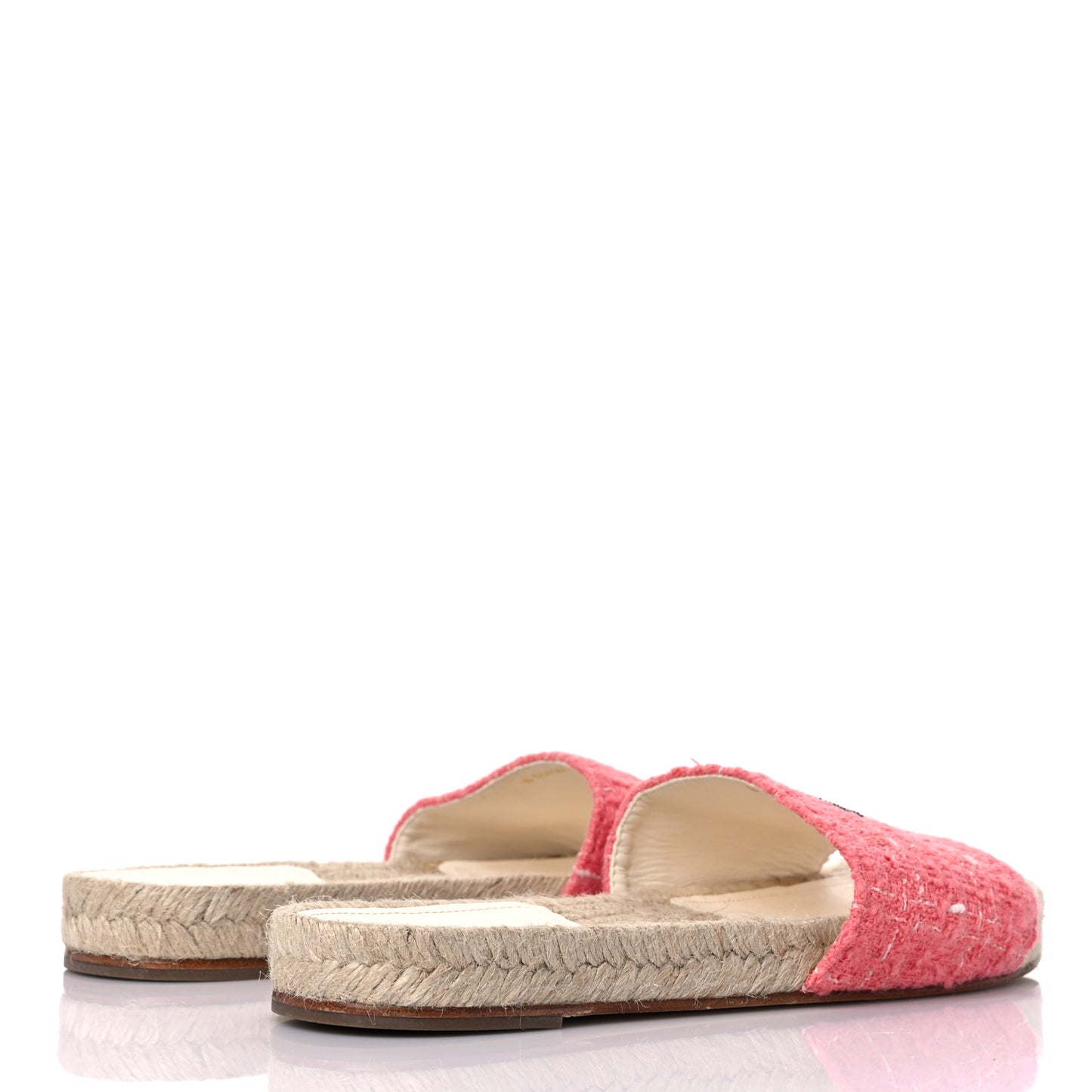 Tweed Grosgrain CC Mule Slide 40 Pink Black