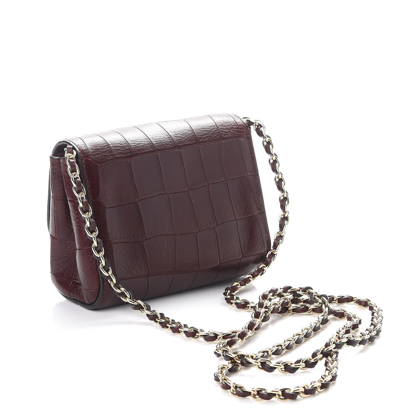 Calfskin Crocodile Embossed Mini Lily Oxblood