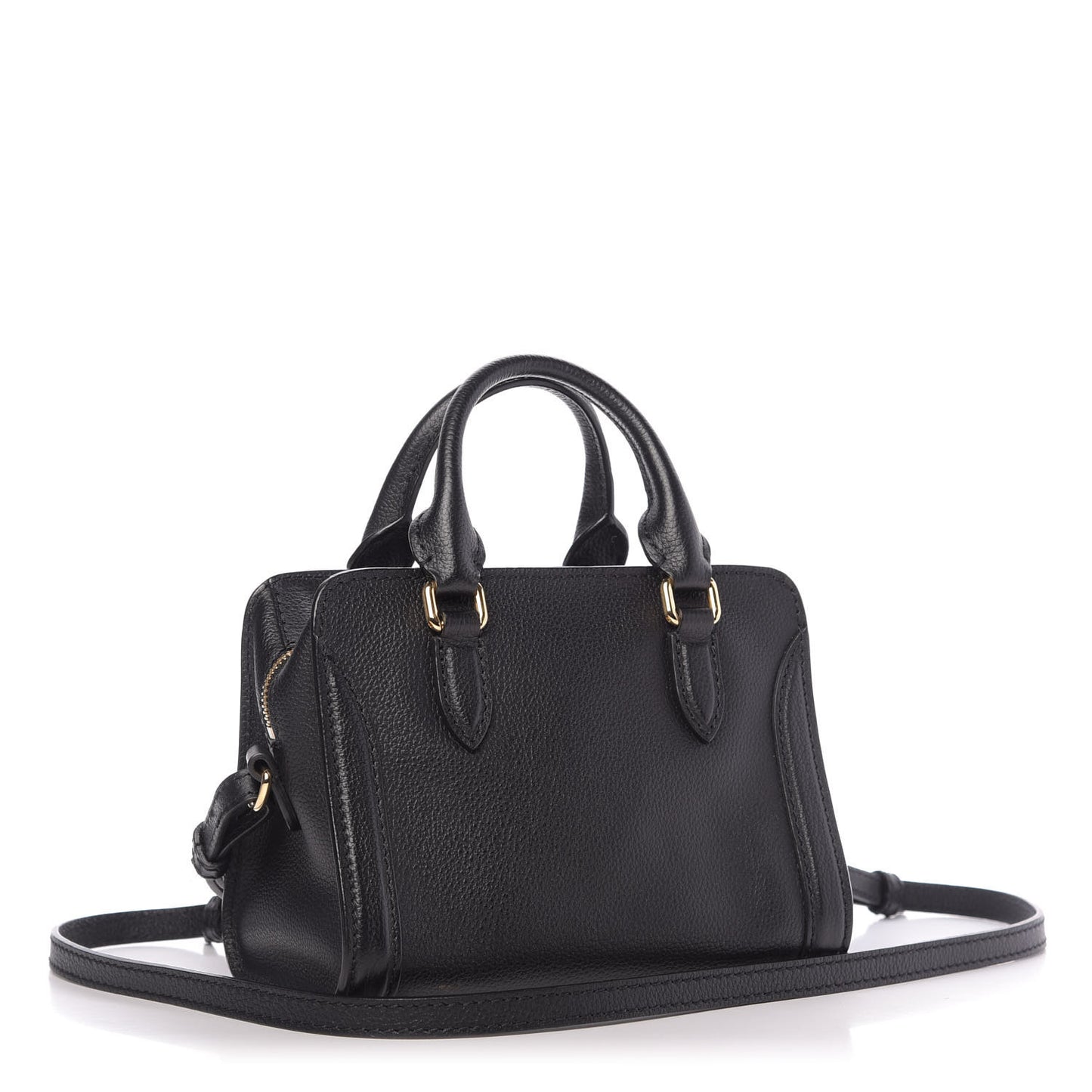 Pebbled Calfskin Mini Padlock Tote Black