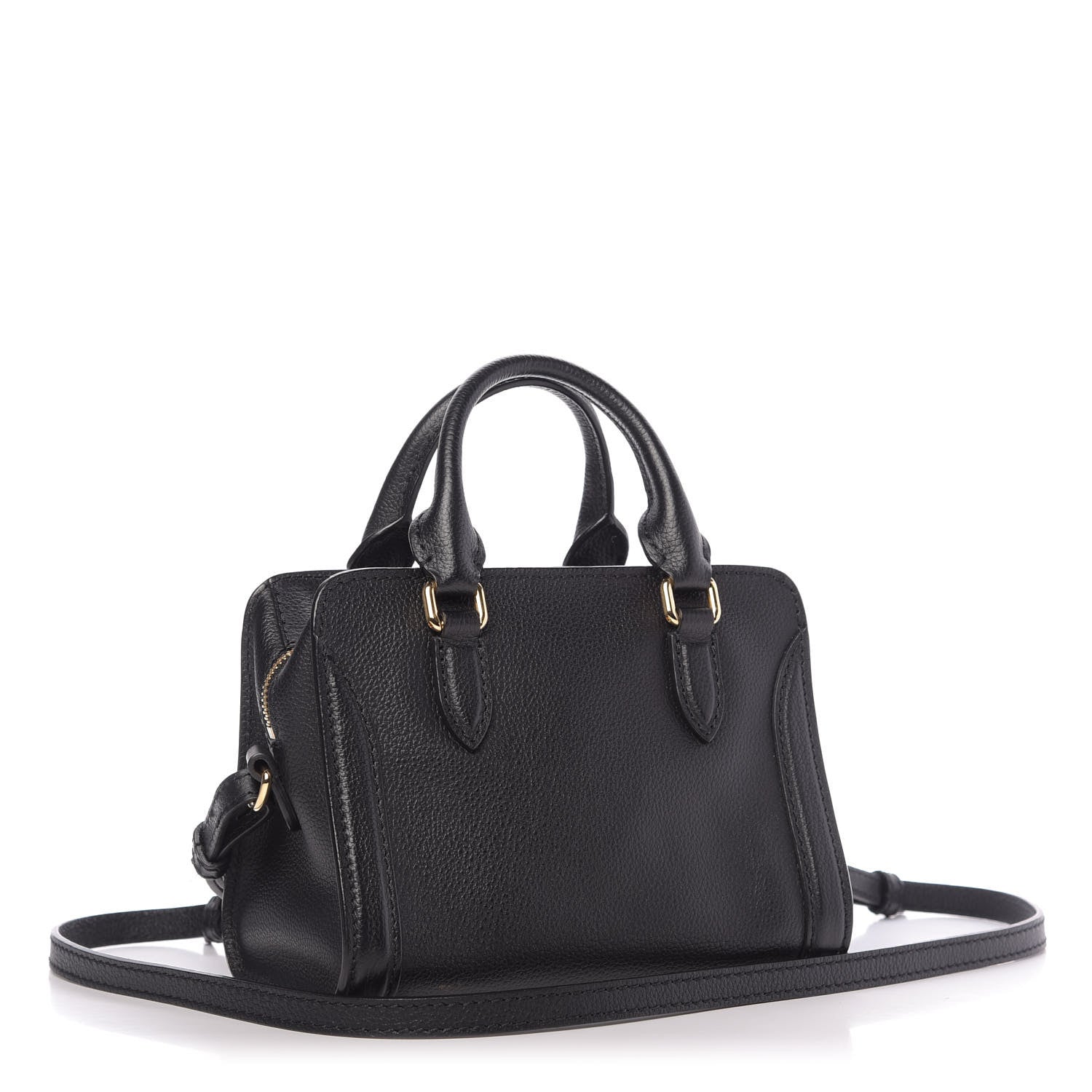 Alexander McQueen Pebbled Calfskin Mini Padlock Tote Black 3 of 10