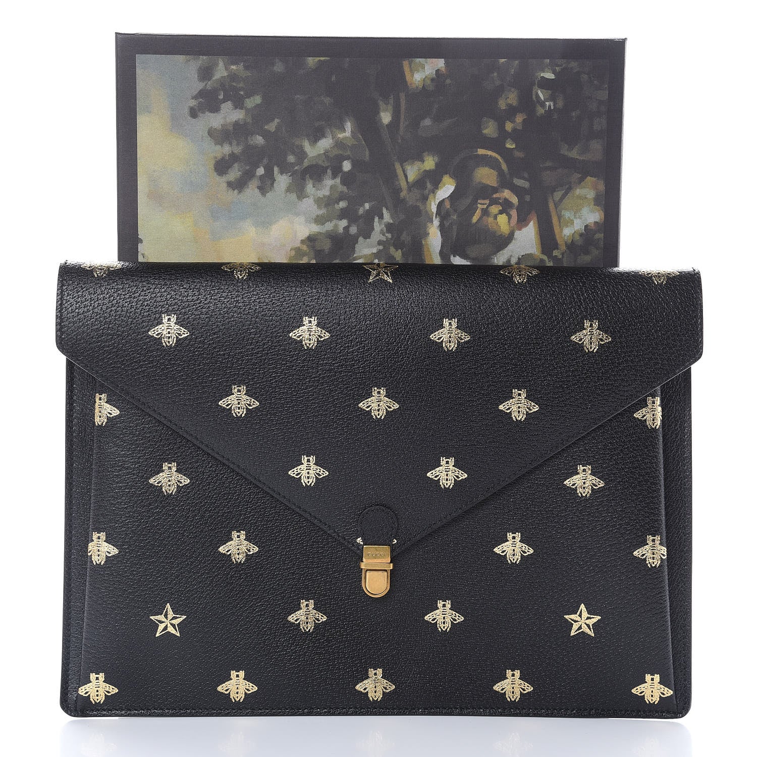 Gucci Grained Calfskin Bee Star Portfolio Black 8 of 8