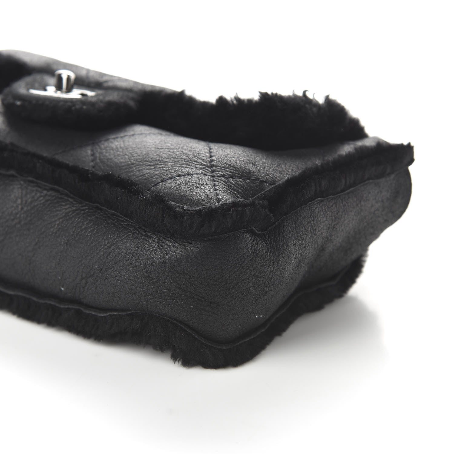 Chanel Shearling Quilted Medium Single Flap Black 7 of 10