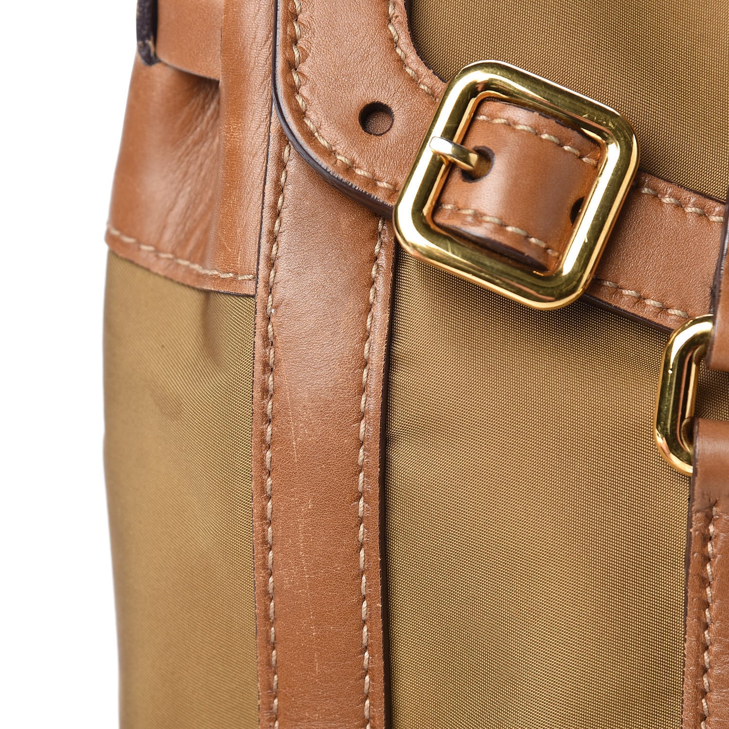 Tessuto Nylon Calfskin Shoulder Bag Brown