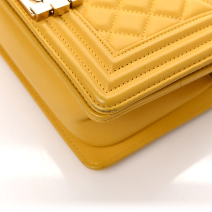 Chanel Lambskin Quilted Small Boy Flap Yellow 11 of 12